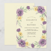 Invitation Mariage Améthyste Citron Ranunculus Eucalyptus (Devant / Derrière)