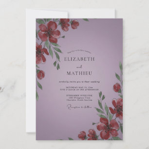 Invitation Mariage Améthyste Coquelicot Rouge