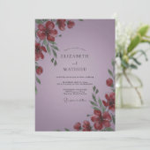 Invitation Mariage Améthyste Coquelicot Rouge (Debout devant)