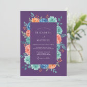 Invitation Mariage Améthyste Corail Ranunculus Eucalyptus (Debout devant)