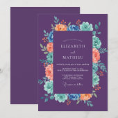 Invitation Mariage Améthyste Corail Ranunculus Eucalyptus (Devant / Derrière)
