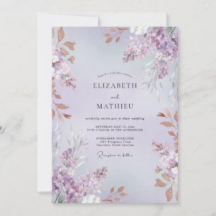 Invitation Mariage Améthyste Cuivre Feuillage Sage