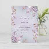 Invitation Mariage Améthyste Cuivre Feuillage Sage (Debout devant)