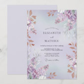 Invitation Mariage Améthyste Cuivre Feuillage Sage (Devant / Derrière)