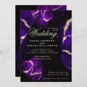 Invitation Mariage   Améthyste Encre d'alcool violet