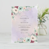 Invitation Mariage Améthyste Eucalyptus Ranunculus Mousse de (Debout devant)