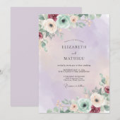 Invitation Mariage Améthyste Eucalyptus Ranunculus Mousse de (Devant / Derrière)