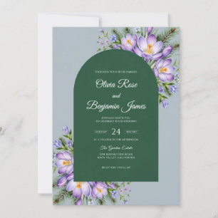 Invitation Mariage Améthyste Feuillage Émeraude Eucalyptus