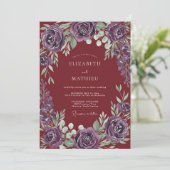 Invitation Mariage Améthyste Feuillage Eucalyptus (Debout devant)
