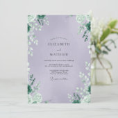 Invitation Mariage Améthyste Feuillage Eucalyptus Apaisé (Debout devant)