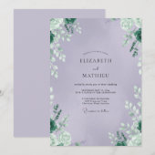 Invitation Mariage Améthyste Feuillage Eucalyptus Apaisé (Devant / Derrière)