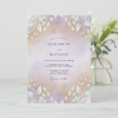 Invitation Mariage Améthyste Feuilles d'Or (Debout devant)