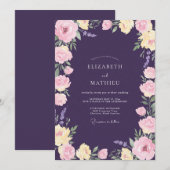 Invitation Mariage Améthyste Fleur de Douceur (Devant / Derrière)
