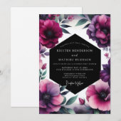 Invitation Mariage Améthyste Floraison Dramatique (Devant / Derrière)