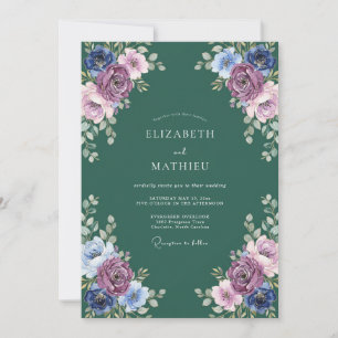 Invitation Mariage Améthyste Forêt Feuillage Eucalyptus