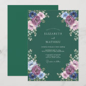 Invitation Mariage Améthyste Forêt Feuillage Eucalyptus (Devant / Derrière)
