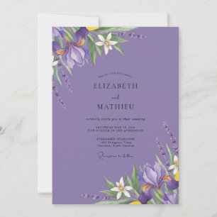 Invitation Mariage Améthyste Iris Feuillage Eucalyptus