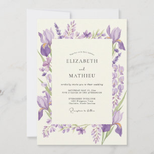 Invitation Mariage Améthyste Iris Violet Eucalyptus