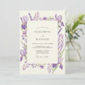 Invitation Mariage Améthyste Iris Violet Eucalyptus (Debout devant)