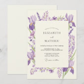 Invitation Mariage Améthyste Iris Violet Eucalyptus (Devant / Derrière)