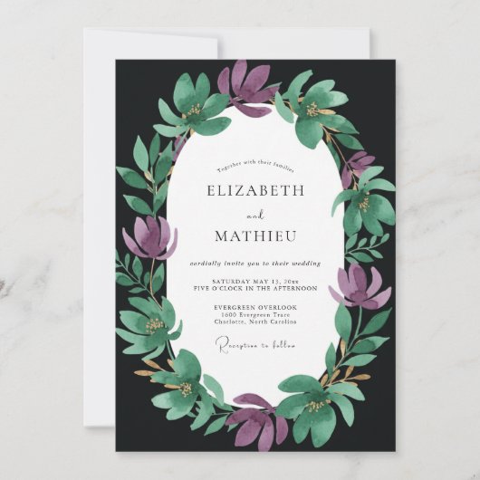 Invitation Mariage Améthyste Jade Magnolia (Devant)