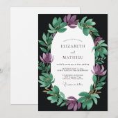 Invitation Mariage Améthyste Jade Magnolia (Devant / Derrière)