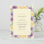 Invitation Mariage Améthyste Jaune Renoncule Eucalyptus (Debout devant)