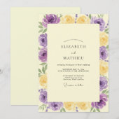 Invitation Mariage Améthyste Jaune Renoncule Eucalyptus (Devant / Derrière)