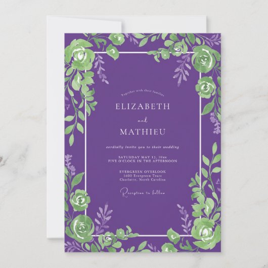Invitation Mariage Améthyste Lime Vine (Devant)