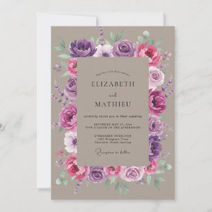 Invitation Mariage Améthyste Magenta Pivoine