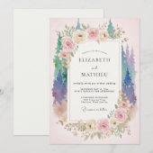 Invitation Mariage Améthyste Mauve Forêt Eucalyptus (Devant / Derrière)