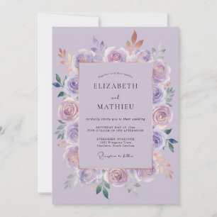 Invitation Mariage Améthyste Mauve Pivoine