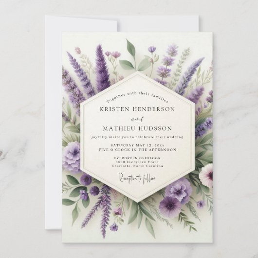 Invitation Mariage Améthyste Meadowland (Devant)