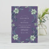 Invitation Mariage Améthyste Menthe Feuillage Eucalyptus Pous (Debout devant)