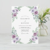Invitation Mariage Améthyste Menthe Renoncule Eucalyptus (Debout devant)