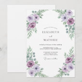 Invitation Mariage Améthyste Menthe Renoncule Eucalyptus (Devant / Derrière)