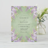 Invitation Mariage Améthyste Menthe Wisteria (Debout devant)