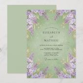 Invitation Mariage Améthyste Menthe Wisteria (Devant / Derrière)