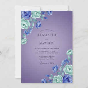 Invitation Mariage Améthyste Mousse de Mer Pivoine