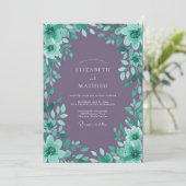 Invitation Mariage Améthyste Mousse Verte (Debout devant)
