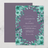Invitation Mariage Améthyste Mousse Verte (Devant / Derrière)