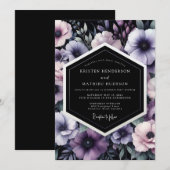 Invitation Mariage Améthyste Noir Bloom (Devant / Derrière)