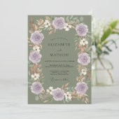 Invitation Mariage Améthyste Olive Rose (Debout devant)