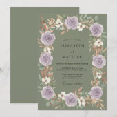 Invitation Mariage Améthyste Olive Rose (Devant / Derrière)