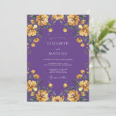 Invitation Mariage Améthyste Or Ranunculus Eucalyptus (Debout devant)