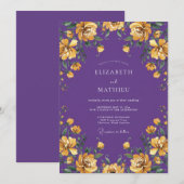Invitation Mariage Améthyste Or Ranunculus Eucalyptus (Devant / Derrière)