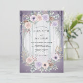 Invitation Mariage Améthyste Pêche Ranunculus Sauge (Debout devant)