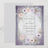 Invitation Mariage Améthyste Pêche Ranunculus Sauge (Devant / Derrière)