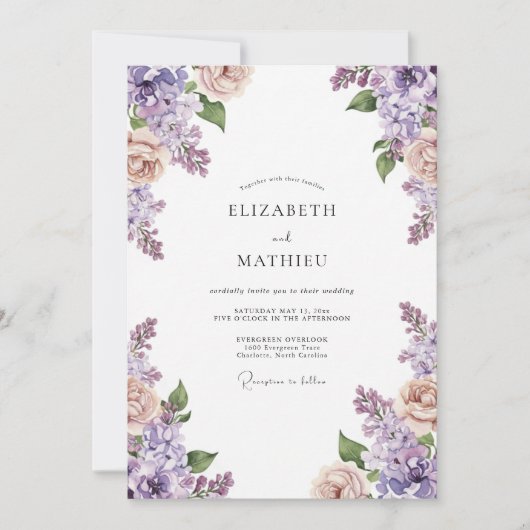 Invitation Mariage Améthyste Péché Wisteria (Devant)