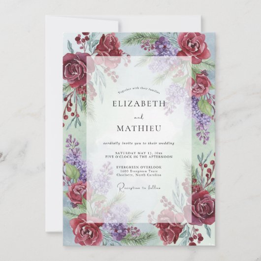 Invitation Mariage Améthyste Peint au Vin (Devant)